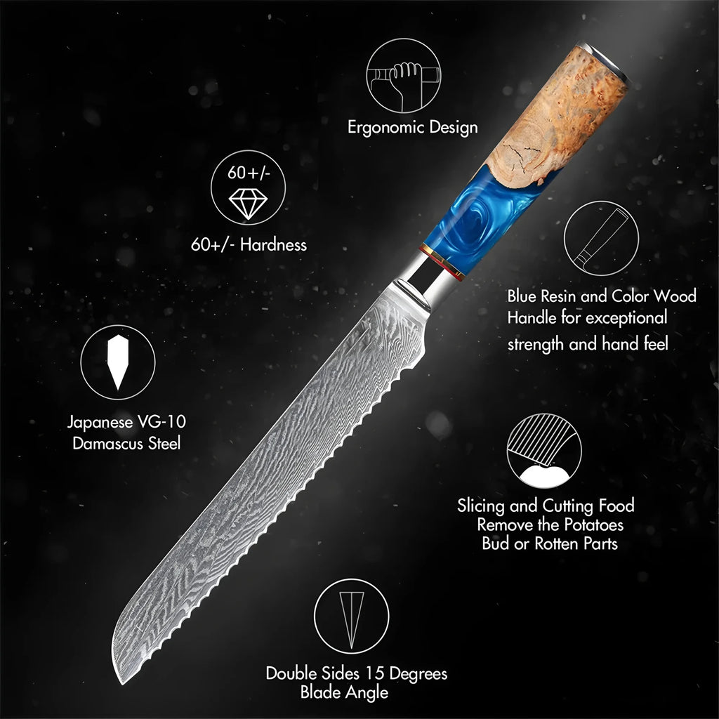 67-Layer Damascus Steel Chef Knife – Sharp Kitchen Utility Damascus Chef Knife Axl