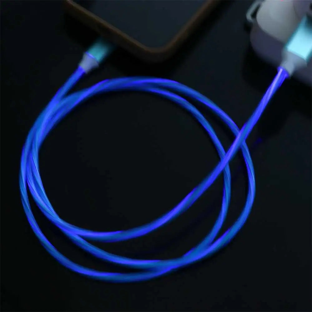 LED Glowing USB-C & Micro USB Charging Cable – 1M Luminous USB Charging Cable Axl blue-Micro USB