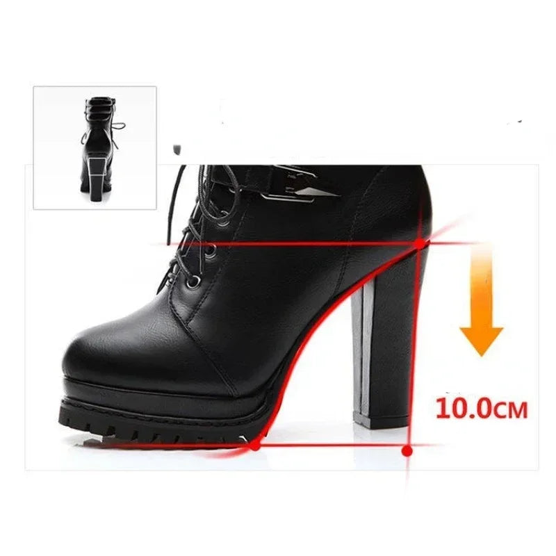 Women's Retro Chunky High Heel Ankle Boots | Elegant Winter Women's Ankle Boots Axl