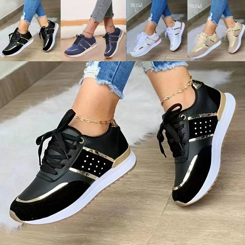 Women's Platform Sneakers – Lace-Up Casual Flat Shoes Women's Platform Sneakers Axl