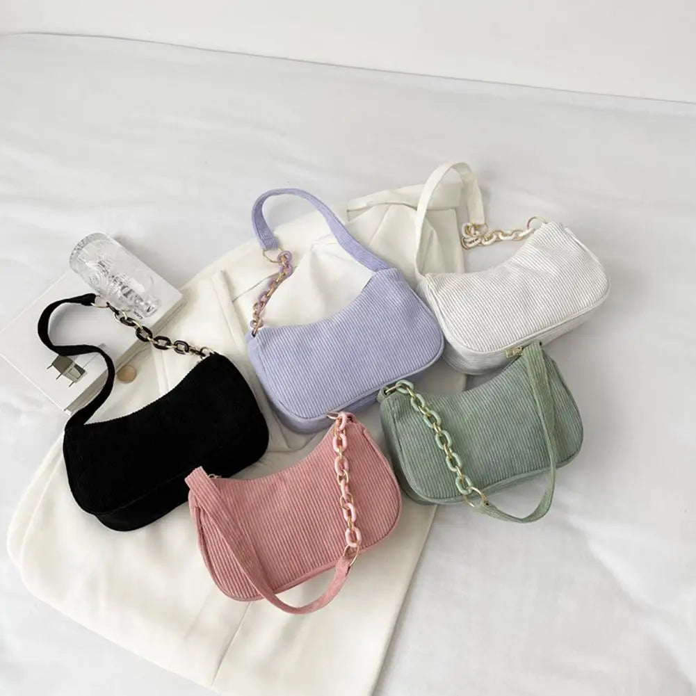 Women's Mini Corduroy Shoulder Bag – Half Moon Purse Mini Shoulder Bag Axl