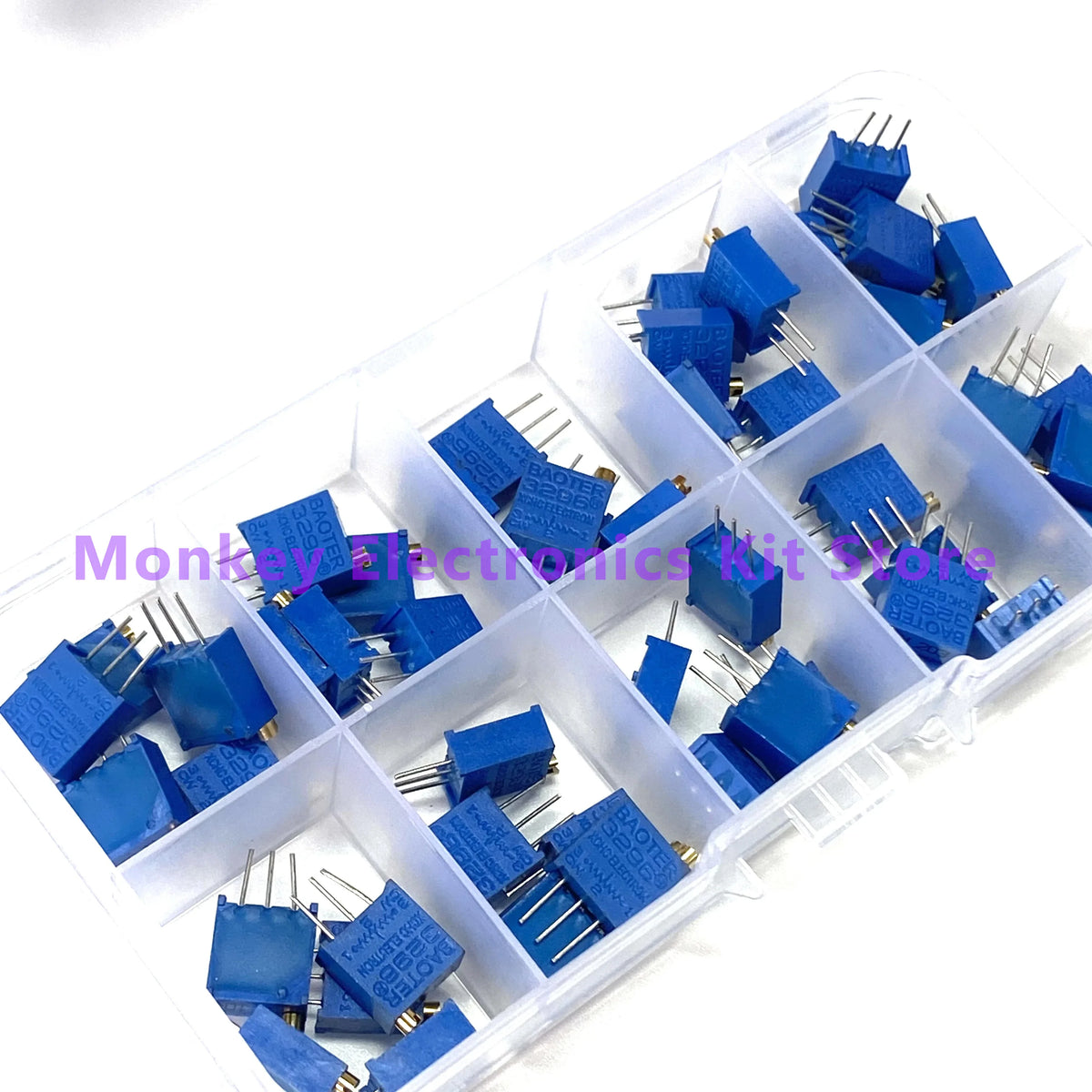 50-Piece 3296W Multiturn Trimmer Potentiometer Kit + Box Trimmer Potentiometer Kit Axl