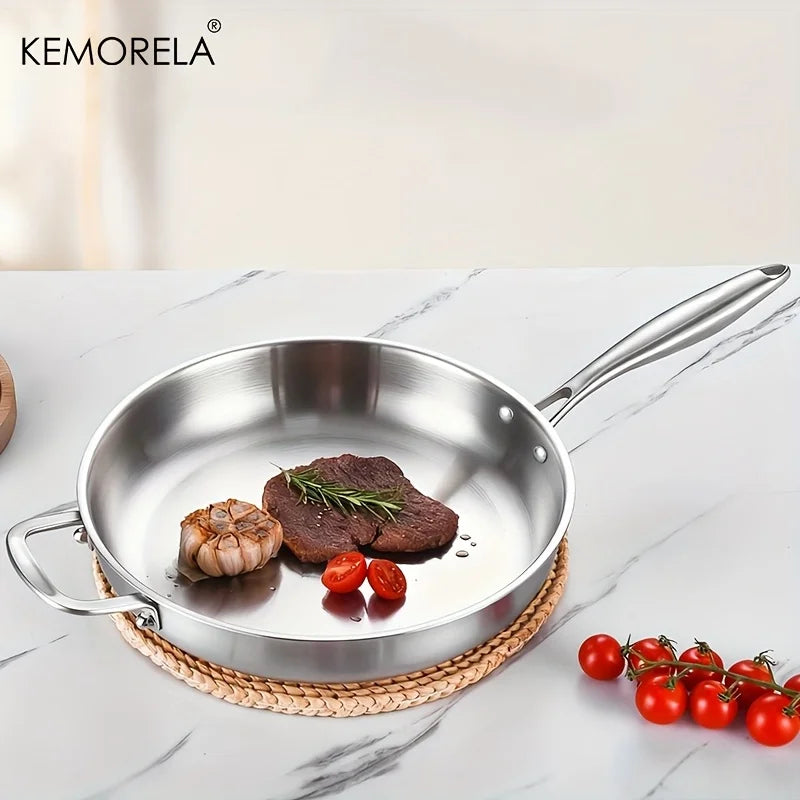 KEMORELA 30cm 316 Stainless Steel Non-Stick Wok Pan Stainless Steel Wok Pan Axl