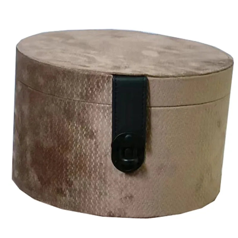 Round Leather Storage Box – Luxury Closet Organizer Bin Leather Storage Box Axl Brown 31X19CM