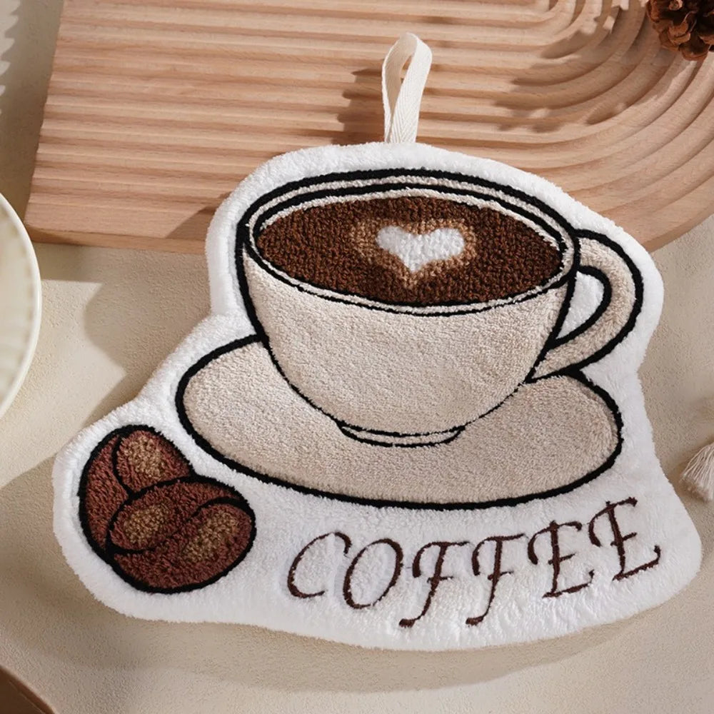 Coffee Print Hand Towel – Soft Absorbent Terry Cloth Kitchen Towel Kitchen Hand Towel Axl