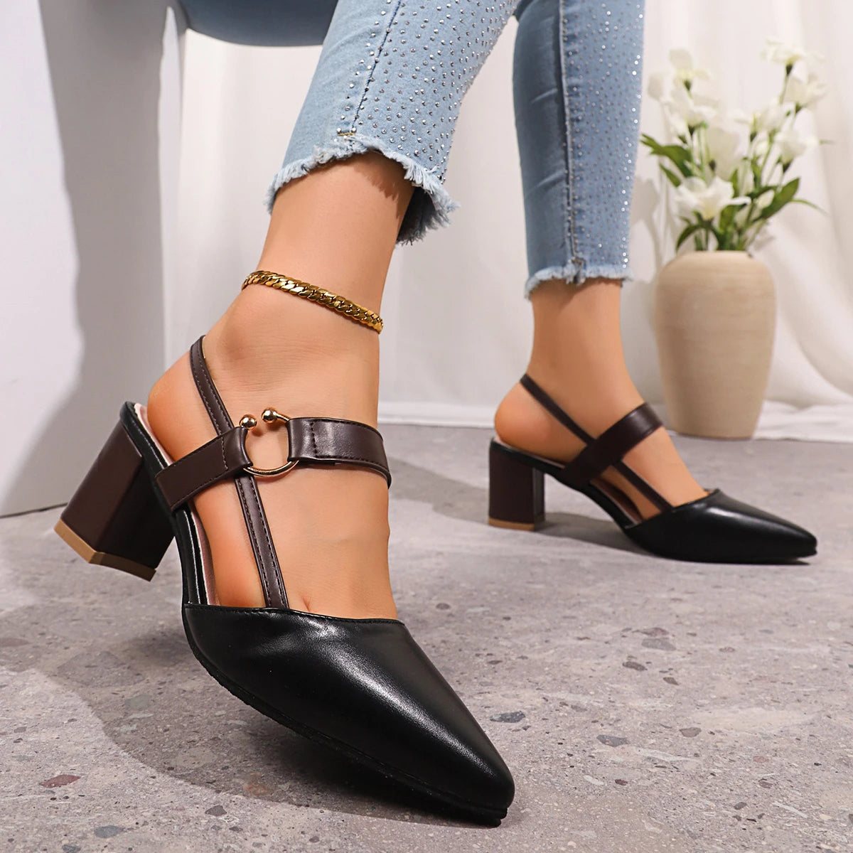 Women's Pointed Toe High Heel Slingback Sandals | Fashion Pumps High Heel Sandals Axl