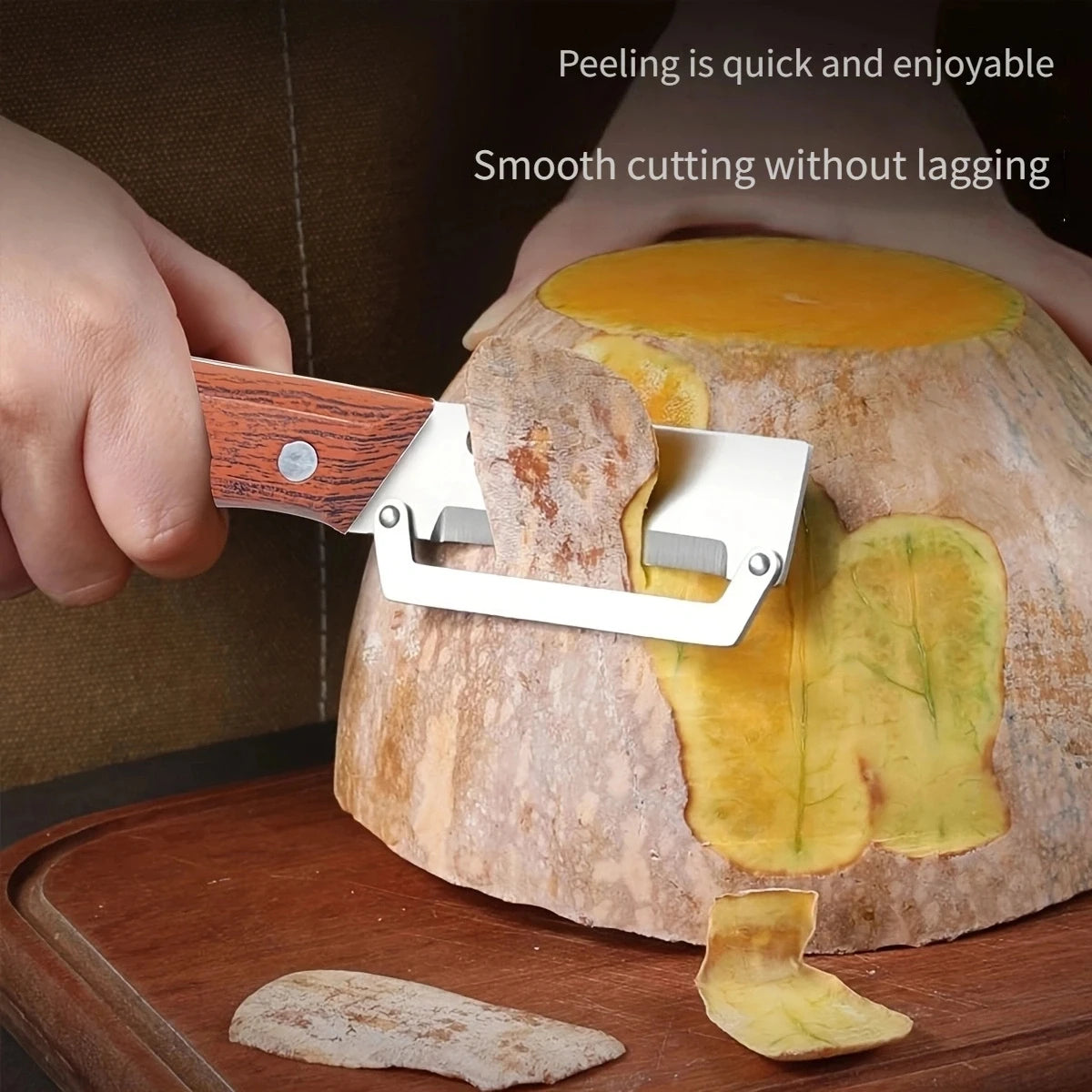 SHIBO Wooden Handle Paring Knife – Stainless Steel Fruit Peeler Paring Knife Axl