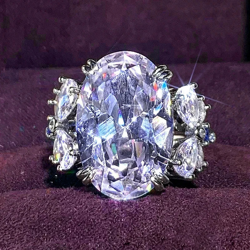 Huitan Oval CZ Butterfly Cocktail Ring for Women | Trendy Cocktail Ring Axl