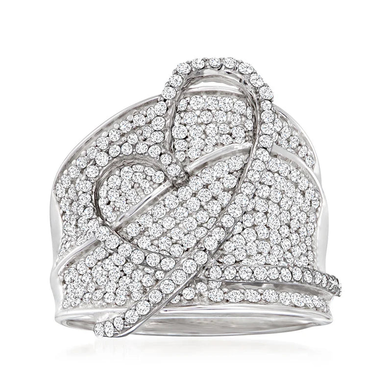 Huitan Heart CZ Wedding Band Ring for Women | Sizes 5–14 Wedding Band Ring Axl DJ137 9