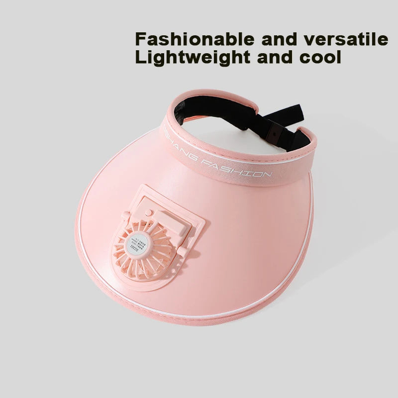 Wide Brim Fan Hat – 3-Speed Cooling Cap with Chin Strap Fan Brim Hat Axl