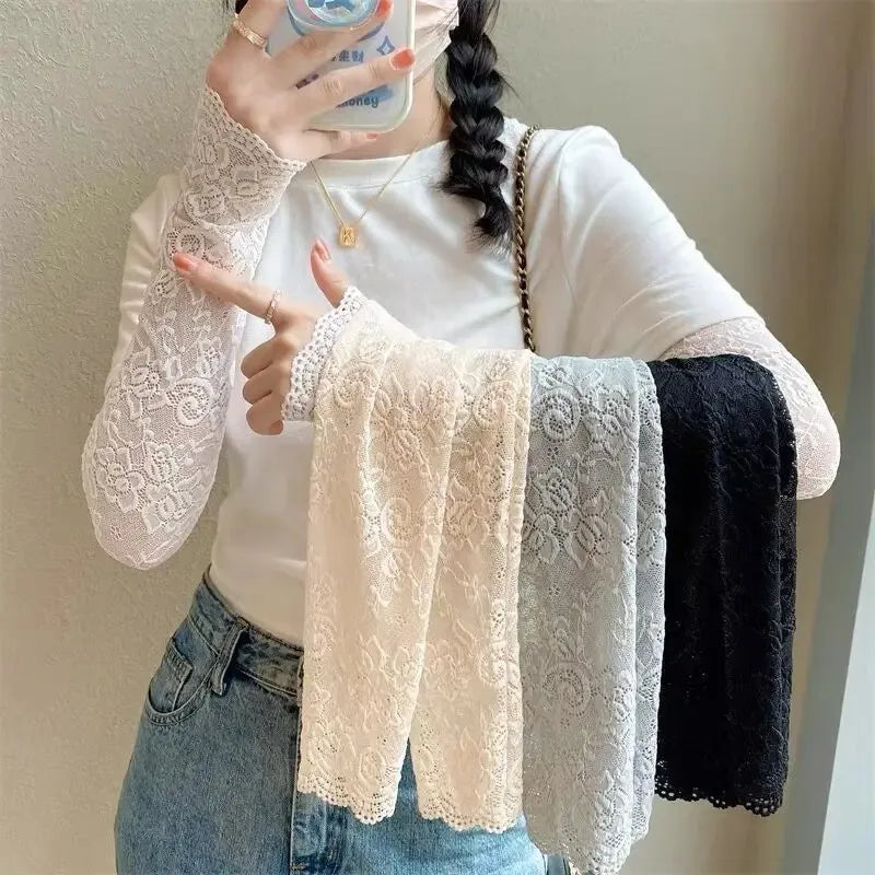 Breathable Lace Sun Protection Arm Sleeves for Women Sun Protection Sleeves Axl