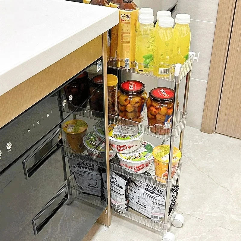 Acrylic Rolling Storage Trolley – Slim Space-Saving Organizer Rolling Storage Trolley Axl