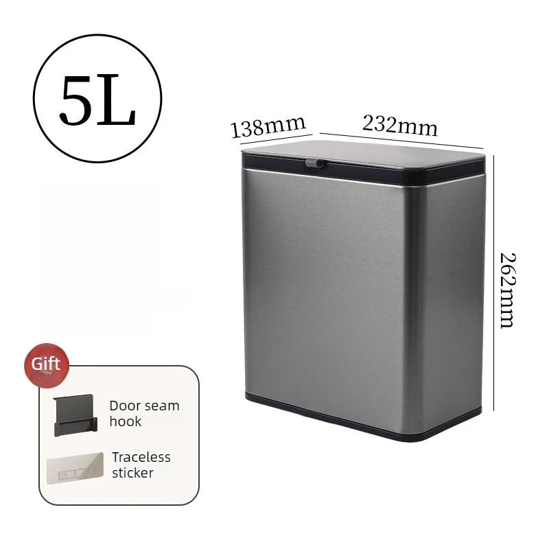Wall Mounted Stainless Steel Trash Can with Lid – 8L Wall Mounted Trash Can Axl 5L-Gray