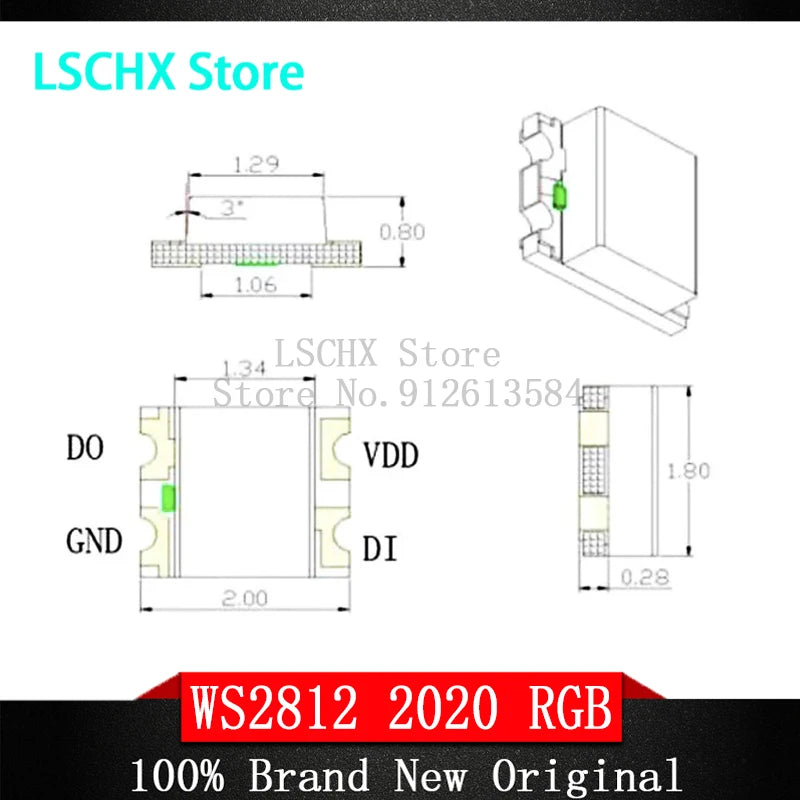 WS2812B 2020 Mini SMD Addressable RGB LED Chip – 5V Digital Pixel Addressable LED Chip Axl