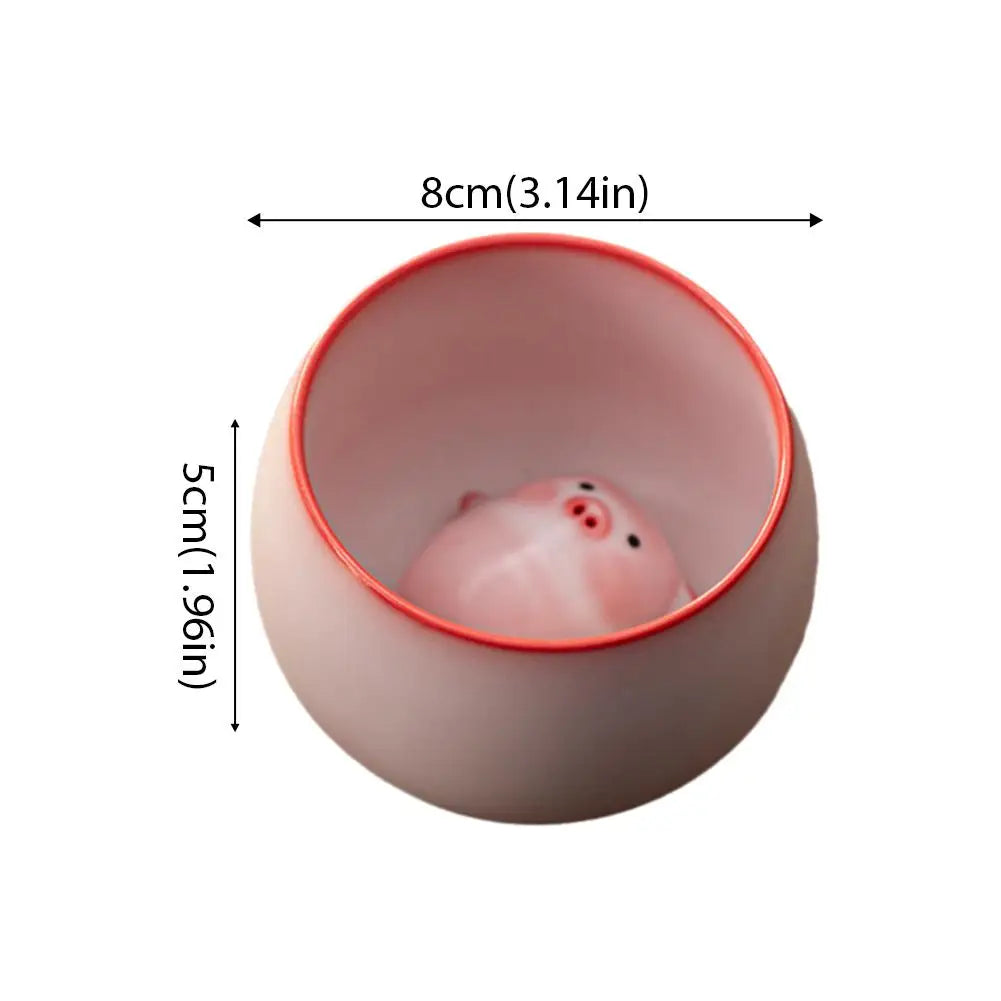 Ceramic Bubble-Blowing Pig Tea Cup Set – Fun Tea Pet Gift Novelty Tea Cup Set Axl