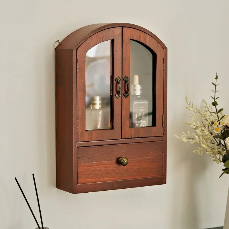 Wall Mounted Wooden Storage Cabinet & Drawer Organizer Shelf Wall Storage Cabinet Axl