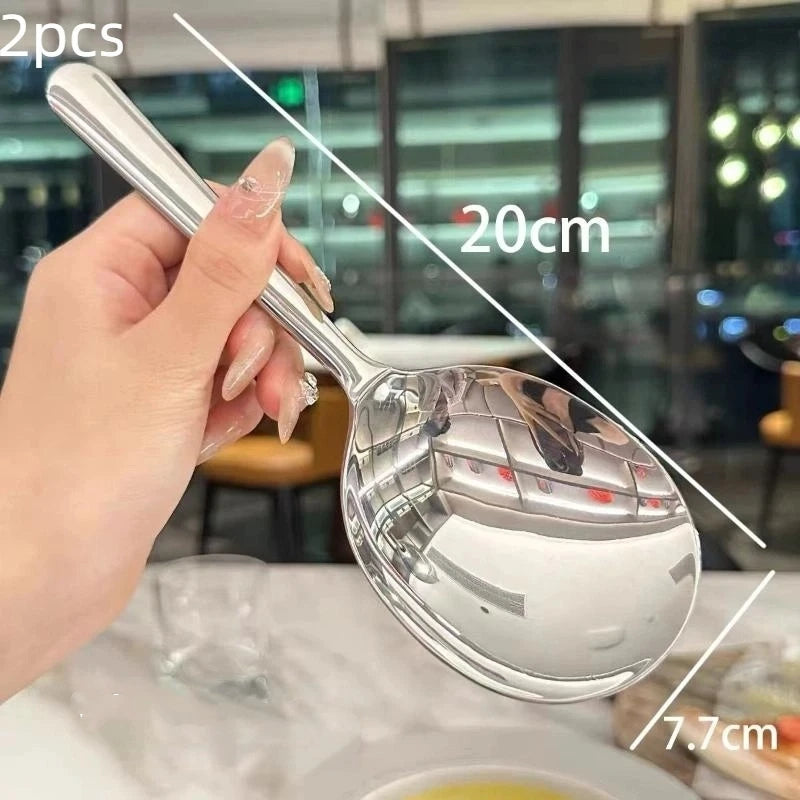 Stainless Steel Slotted Spoon Set | Heat-Resistant Kitchen Ladle Kitchen Serving Spoon Axl 2Pcs A2