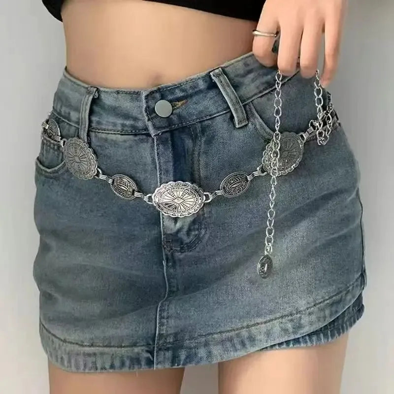 Women's Western Metal Chain Belt – Cowgirl Style for Dresses & Jeans Western Chain Belt Axl