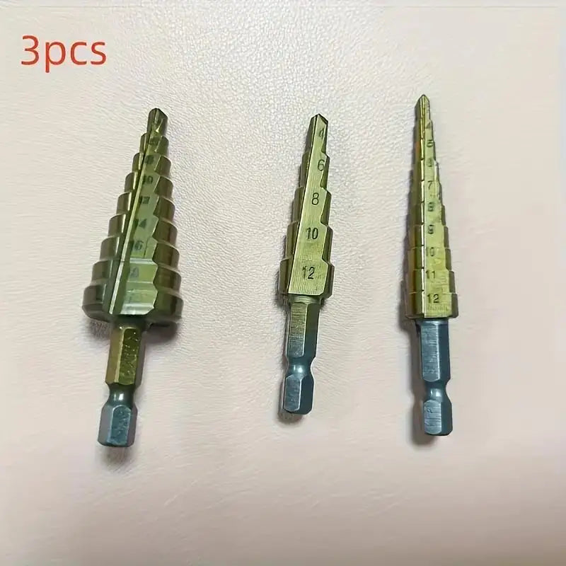 3-Piece Step Drill Bit Kit for Wood & Metal | Multi-Size Step Drill Bit Set Axl 3pcs