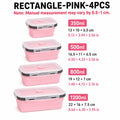 Uwhise 4-Size Collapsible Silicone Bento Lunch Box Set Silicone Food Containers Axl Rectangle-Pink-4Pcs