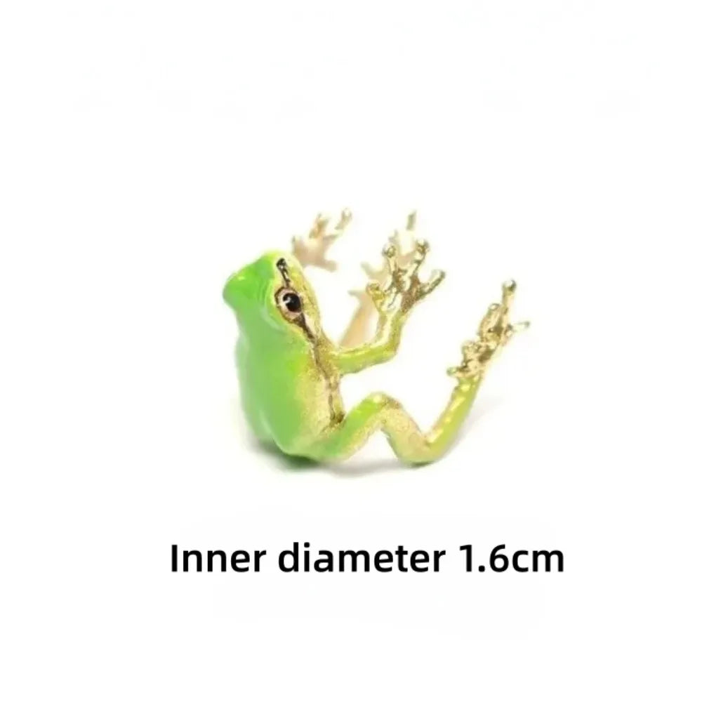 Adjustable Frog Open Ring – Green & Blue Unisex Animal Jewelry Fashion Ring Axl