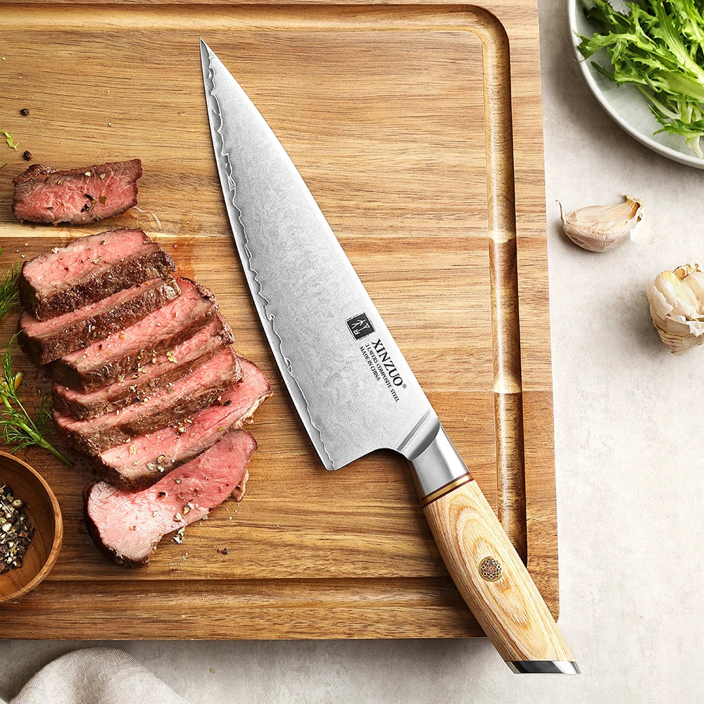 XINZUO 8.5" Japanese Chef Knife – 10Cr15CoMoV Steel Pakkawood Chef Knife Axl