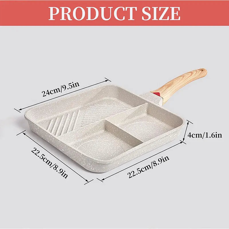 Nonstick 3-in-1 Divided Grill Pan – Square Aluminium Skillet Divided Grill Pan Axl