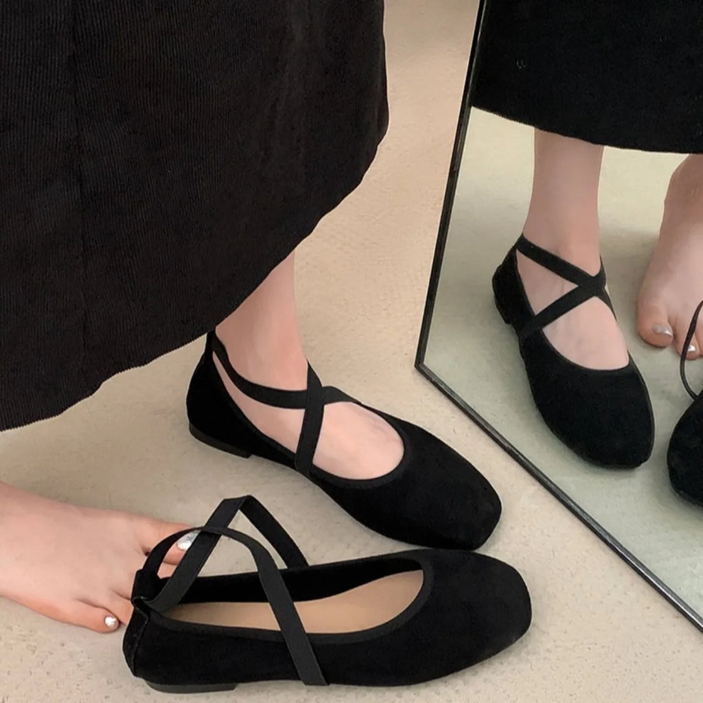 Women's Retro Mary Jane Flats – Square Toe Ballet Loafers Women's Flat Shoes Axl