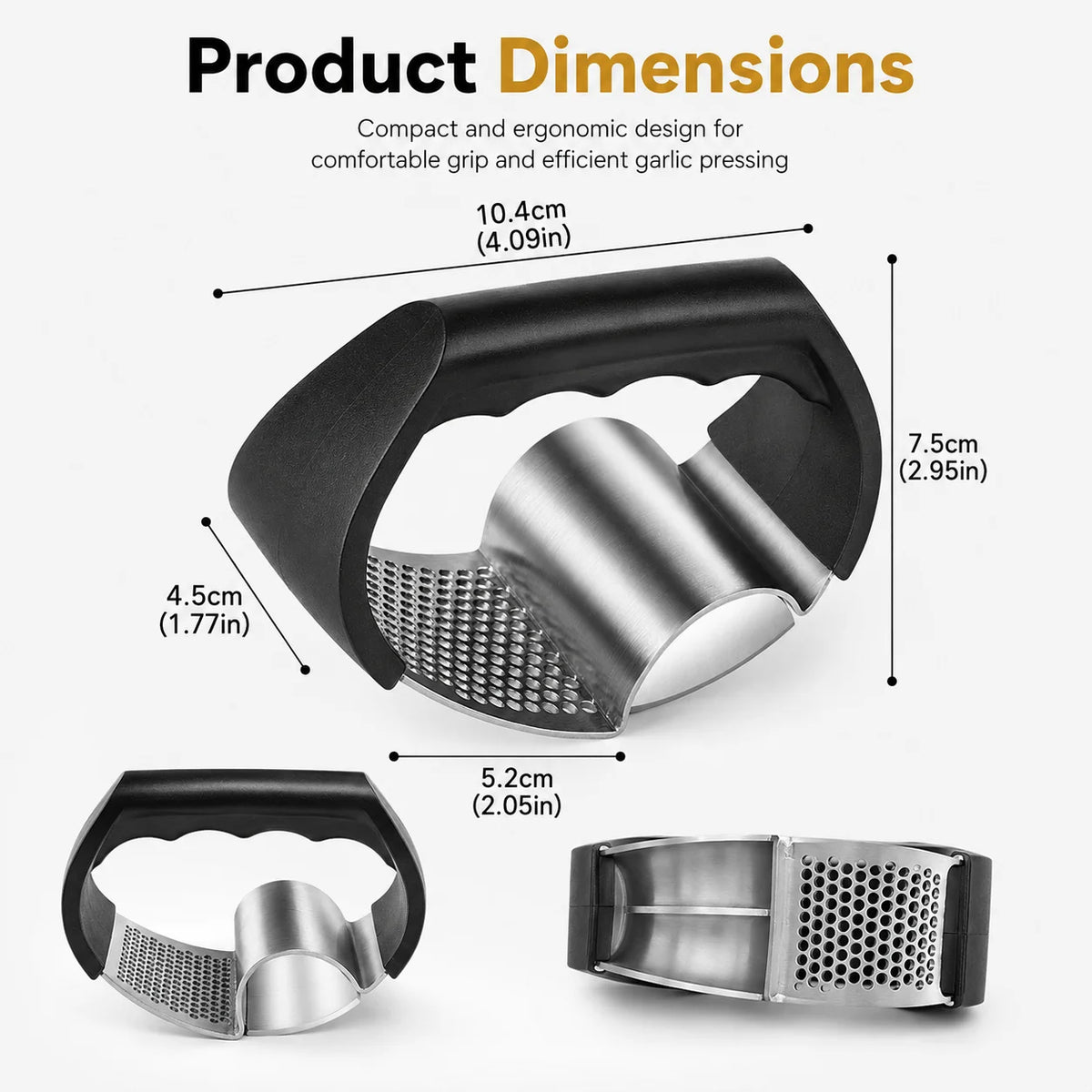 Stainless Steel Rocker Garlic Press – Manual Mincer & Slicer Garlic Press Axl