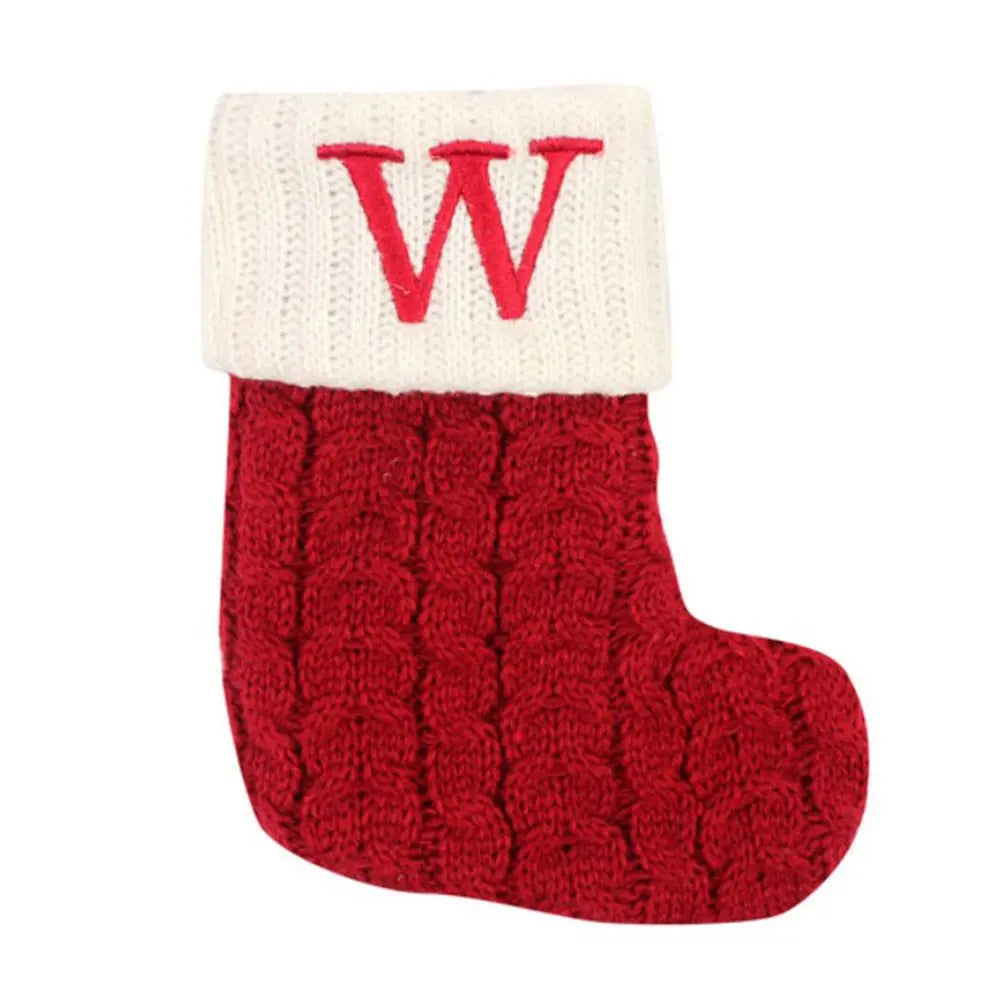 Knitted Christmas Stocking – Alphabet Letter Xmas Décor Gift Christmas Stocking Axl W