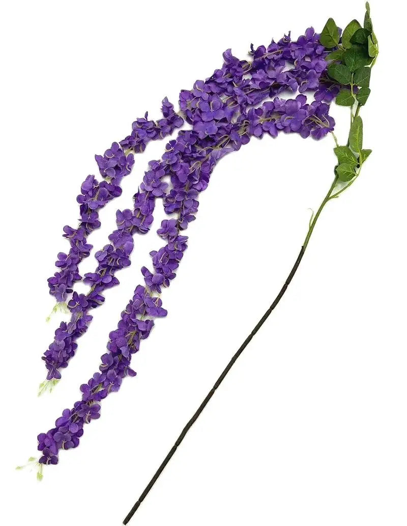 Silk Hydrangea Wisteria Vine 3-Fork Artificial Flowers 172cm Artificial Flower Vine Axl PURPLE