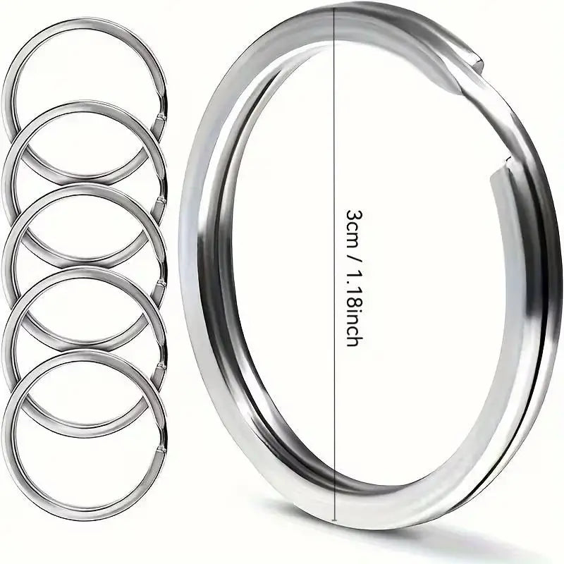 10-Pack 304 Stainless Steel Key Rings – 2.54cm Flat Split Rings Stainless Steel Key Rings Axl
