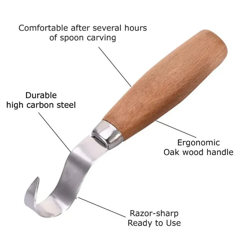 Wood Carving Hook Knife Chisel – Ergonomic Spoon Carving Tool Wood Carving Knife Axl
