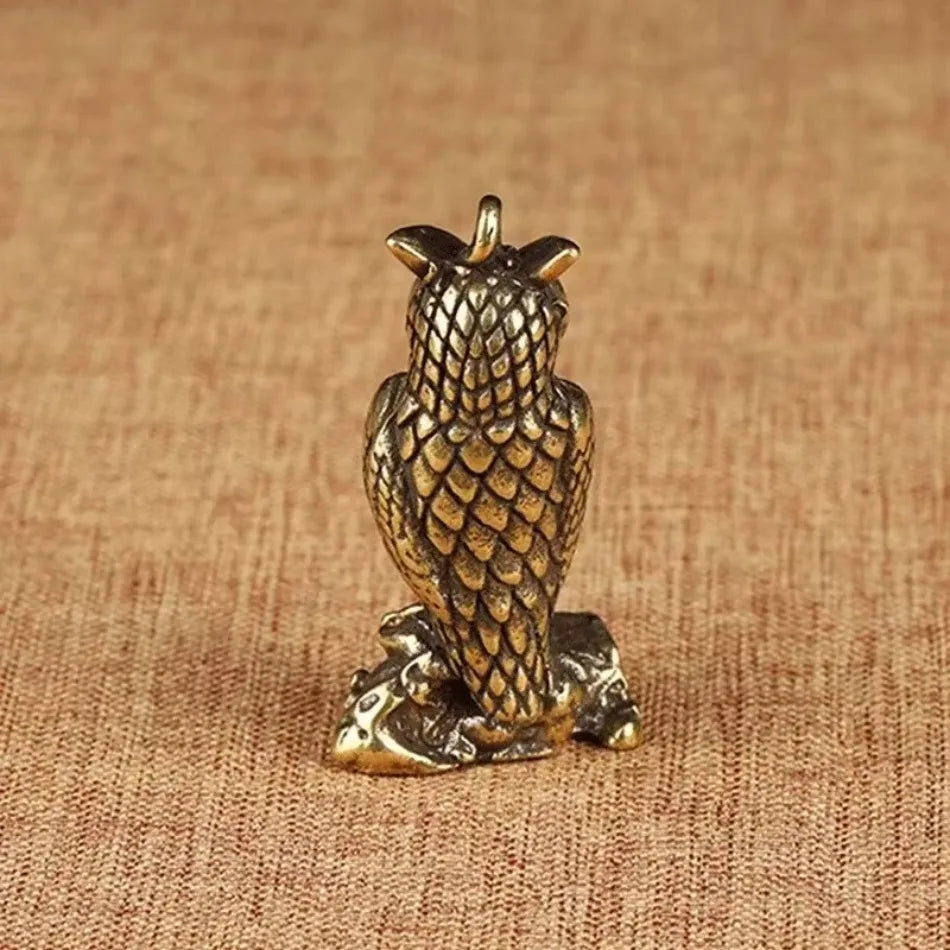 Retro Brass Owl Miniature Statue | Copper Desktop Ornament Miniature Figurine Axl