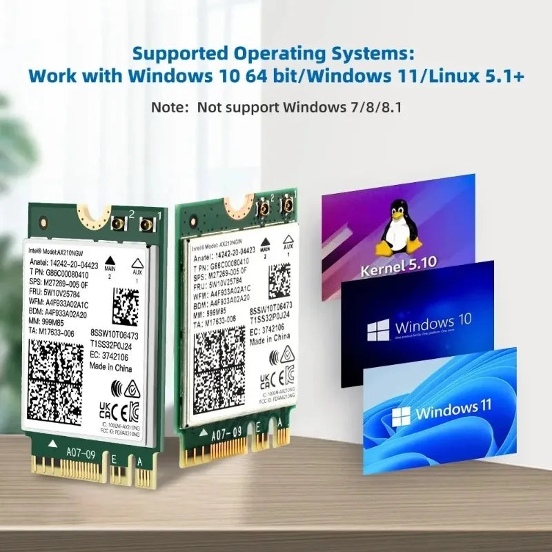 WiFi 6E AX210NGW NGFF Adapter Bluetooth 5.3 Tri-Band 5374Mbps Wireless Network Adapter Axl