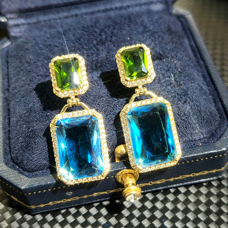 Huitan CZ Drop Earrings – Geometric Vintage Fashion Jewelry Drop Earrings Axl
