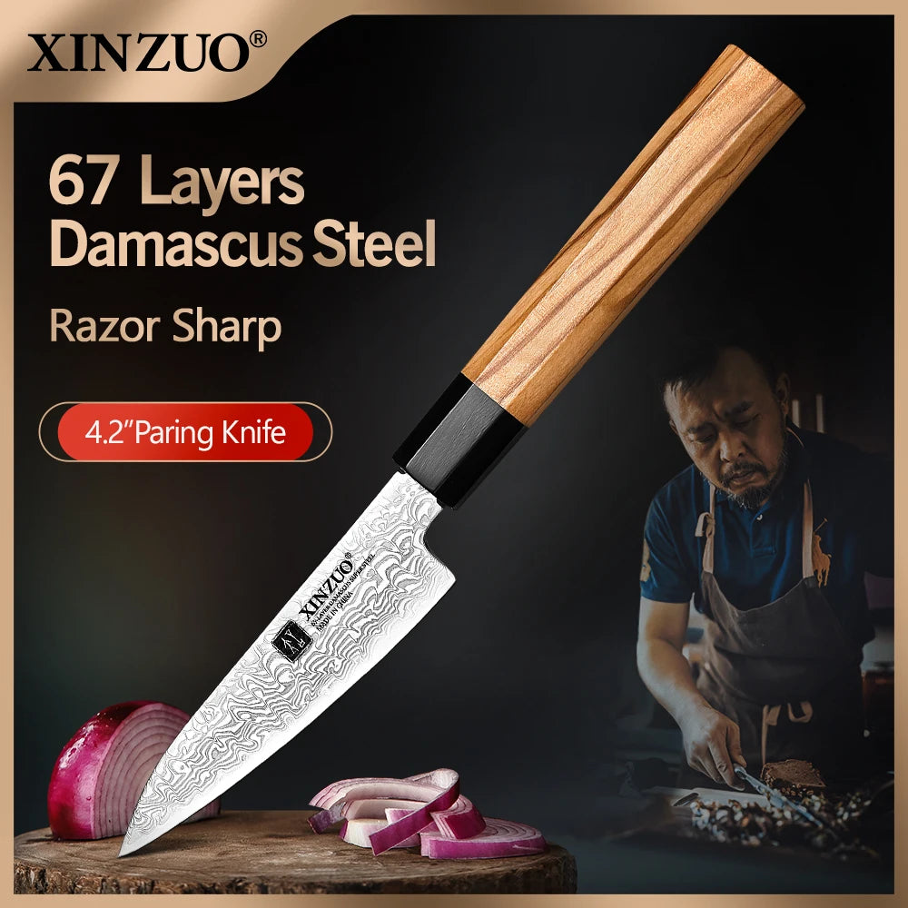 XINZUO 4.2" Damascus VG10 Paring Knife – 67-Layer Steel Damascus Paring Knife Axl Default Title