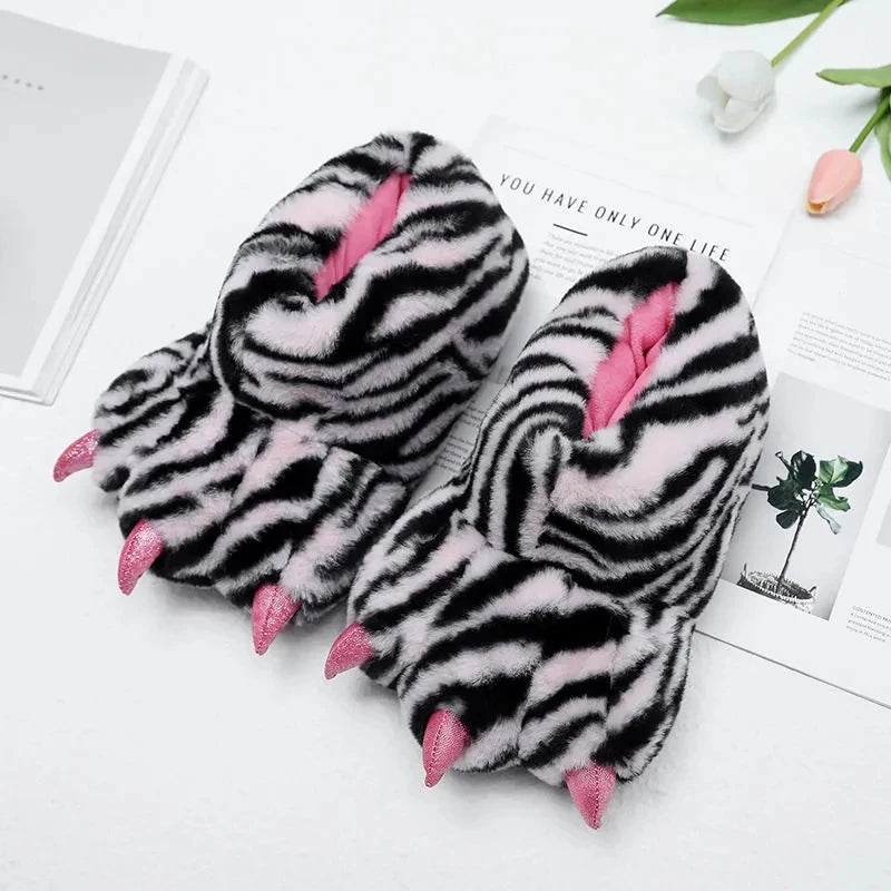 Zebra Faux Fur Slippers Unisex Sizes 36–45 | Lorilury Indoor Slippers Axl Pink Zebra 40