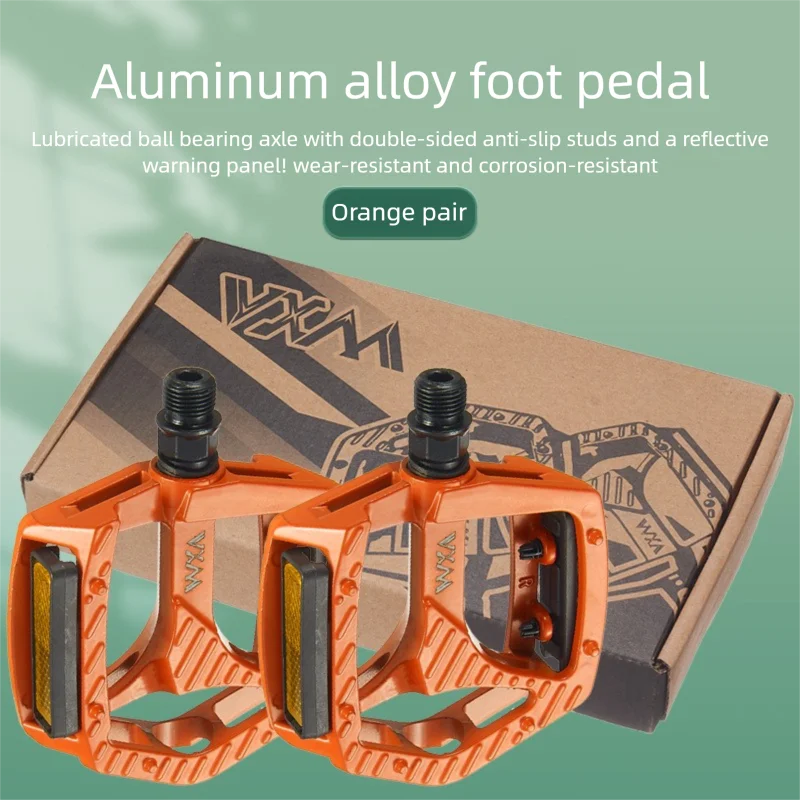 Ultralight Aluminum MTB Bike Pedals – Non-Slip Wide Platform Bike Pedals Axl Orange