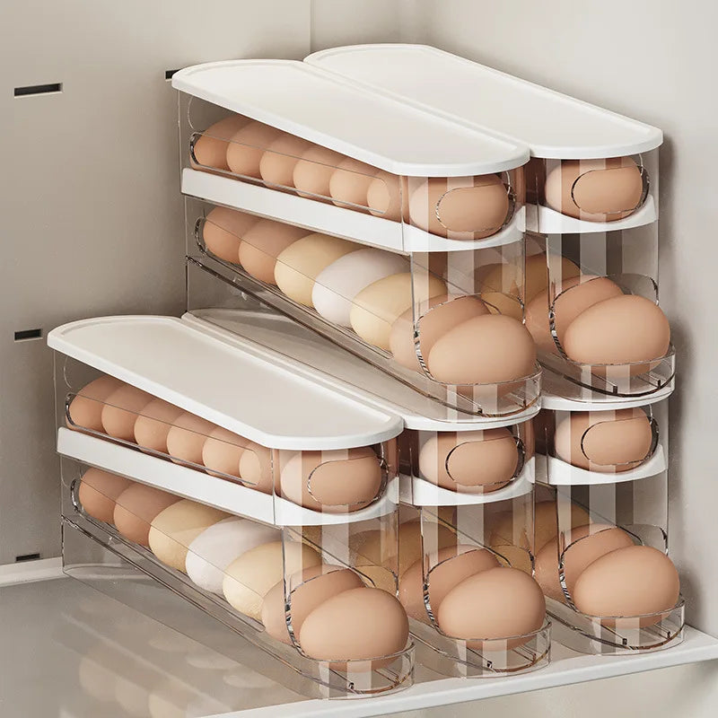Rolling Egg Dispenser – 2-Tier Refrigerator Egg Organizer Rack Egg Organizer Rack Axl