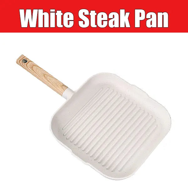 3-in-1 Non-Stick Divided Breakfast Frying Pan | Aluminum Alloy Divided Frying Pan Axl White Steak Pan 27cm