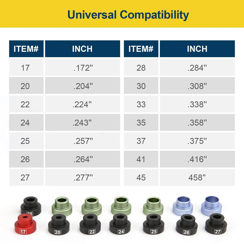 Bullet & Headspace Gauge Comparator Kit – 14 Inserts, 6 Bushings Reloading Comparator Kit Axl