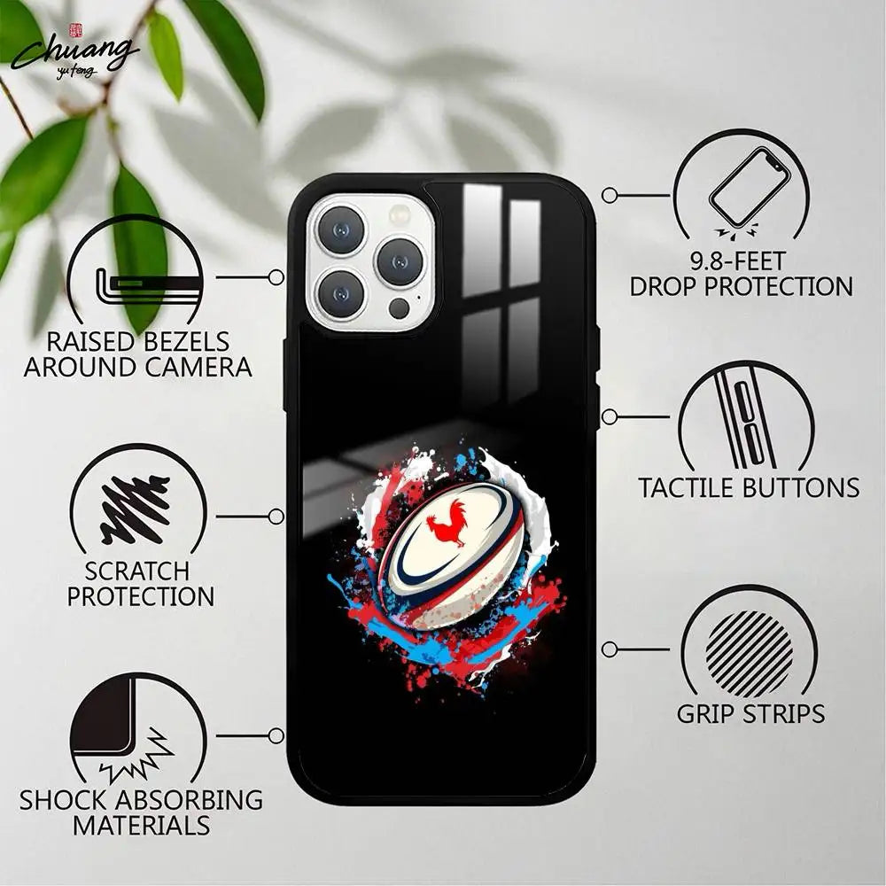 Rugby Sport iPhone Case Frosted Mirror Cover 11–16 Pro Max iPhone Phone Case Axl