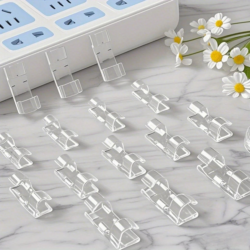 Transparent Cable Clips – Wall & Desk Wire Management (20/60 Pcs) Cable Management Clips Axl