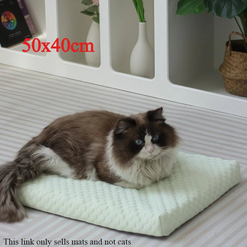 Ice Silk Cooling Pet Mat – Washable Dog & Cat Bed Pad Pet Cooling Mat Axl green-50x40-1pcs