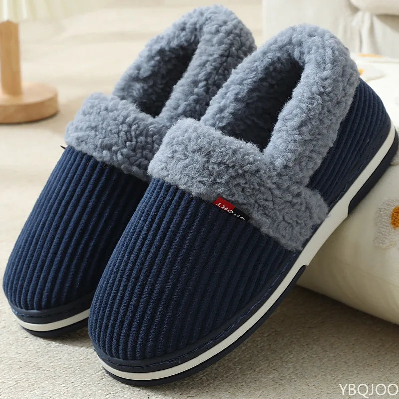 Winter Indoor Plush Slippers – Fluffy Non-Slip Cotton House Shoes Indoor Plush Slippers Axl navy blue 38-39