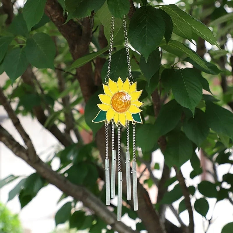 Sunflower Boat Metal Wind Chimes – Garden & Window Ornament Decorative Wind Chimes Axl