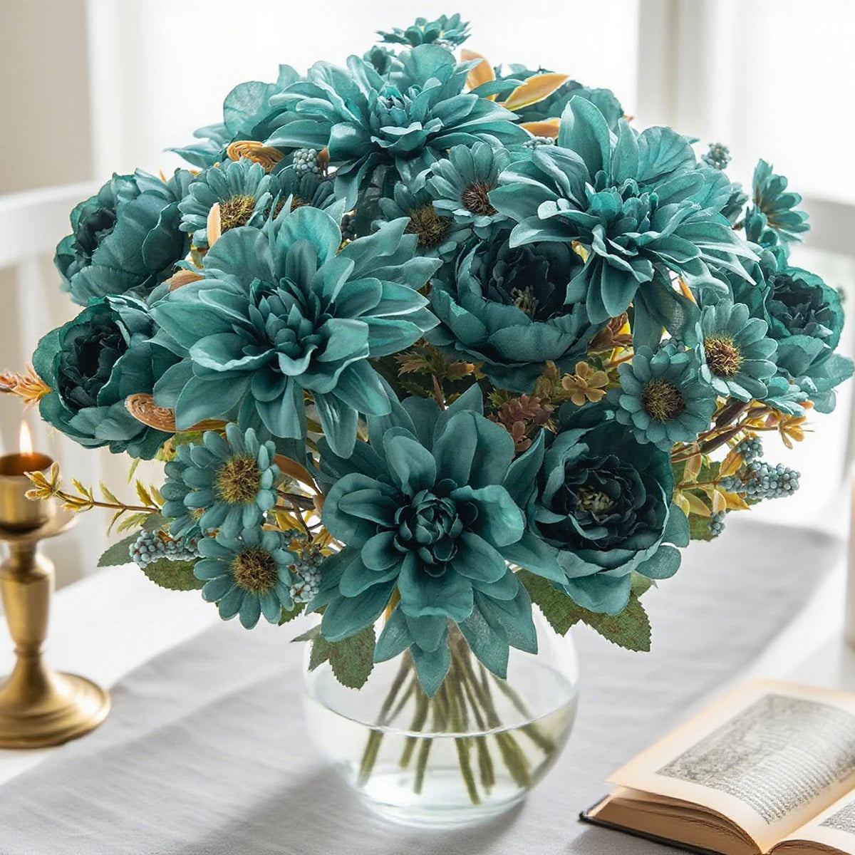 Silk Dahlia Rose Artificial Flowers for Wedding & Home Decor Artificial Silk Flowers Axl