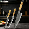 XITUO Damascus Steel Knife Set 1–5 PCS | Chef & Kitchen Knives Damascus Knife Set Axl 3PCS Knife B