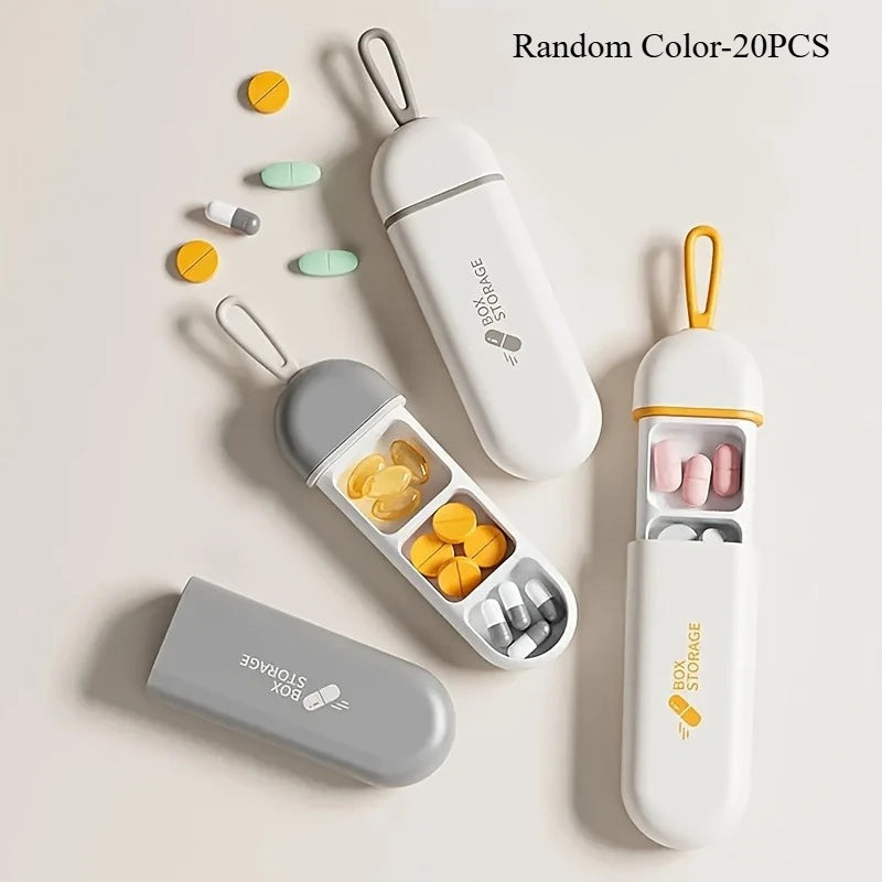 3-Compartment Pill Organizer with Loop – 5 or 20 Pack Pill Organizer Axl Random Color-20PCS